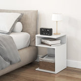 Giantex 3-Tier Side Table Set of 2, S-Shaped End Table with 2 Open Storage Compartments, Wood Narrow Bedside Table, Modern Nightstand for Bedroom, Living Room, Small Spaces, Easy Assembly, White Giantex