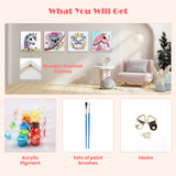 MISCER 4 Pack Animals Paint by Numbers for Kids Adults, Cartoon Paint by Number Kits for Kids, DIY Animals Oil Painting Suitable for Home Decoration (8x8inch) MISCER