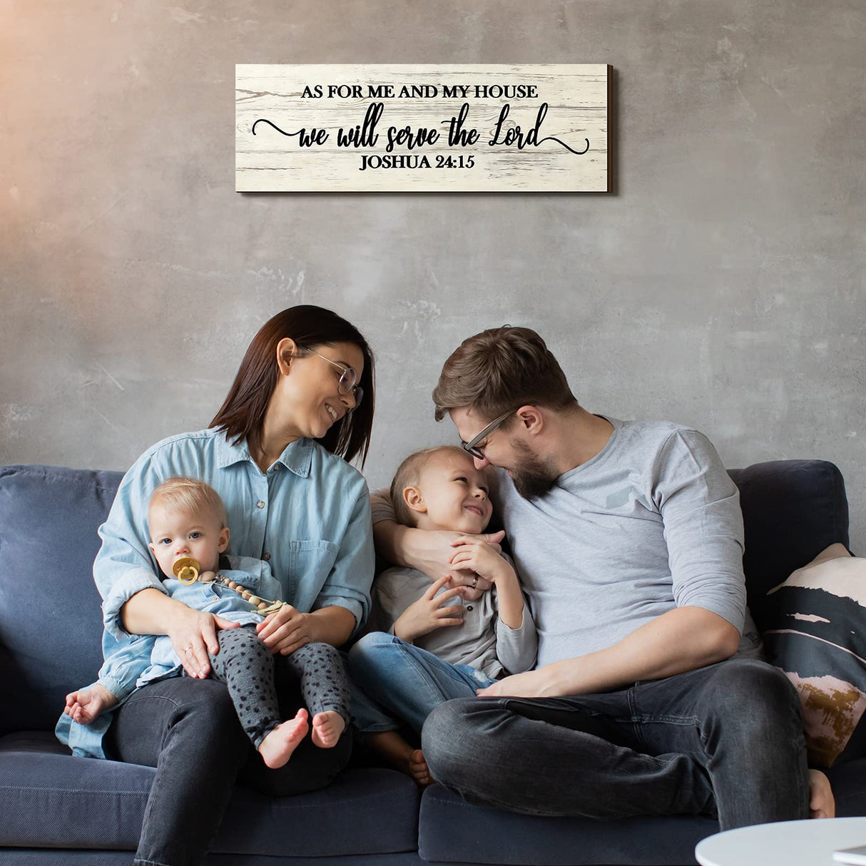 Jetec Christian Wall Art Decor, As for Me and My House We Will Serve the Lord Wooden Plaque Decor for Church Home Farmhouse Bible Verse Scripture Wall Signs (17 x 6 Inch, Joshua) Jetec