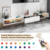 HedoAjim LED Floating TV Stand for 65 70 75 78 88 95+ inch TV, Entertainment Center with Light and Storage Cabinet Media TV Console Shelf for Wall for Living Room Bedroom (White with Led Lights) HedoAjim