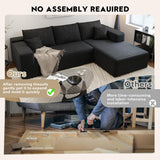 107.5" Cloud Sectional Couch with L-Shape Chaise,Modern Modular Sofa with Deep Seat, Upholstered Couches for Living Room Bedroom Apartments,No Assembly Required, (Black,Right Facing Chaise) Astronovo
