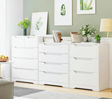 HOSTACK Modern 3 Drawer Dresser, Wood Chest of Drawers with Storage, Tall Nightstand with Cut-Out Handles, Side End Table, Accent Storage Cabinet for Living Room, Entryway, White HOSTACK