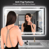 LOAAO 40X32 LED Bathroom Mirror with Lights, Anti-Fog, Dimmable, Backlit + Front Lit, Lighted Bathroom Vanity Mirror for Wall, Memory Function, Waterproof, Tempered Glass LOAAO
