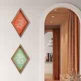 Lenkyin Set of 2 Mushroom Wall Decor Farmhouse Home Wall Decor Wood Diamond Frame Mushroom Aesthetic Art Boho Decor for Living Room Office Dining Room Lenkyin