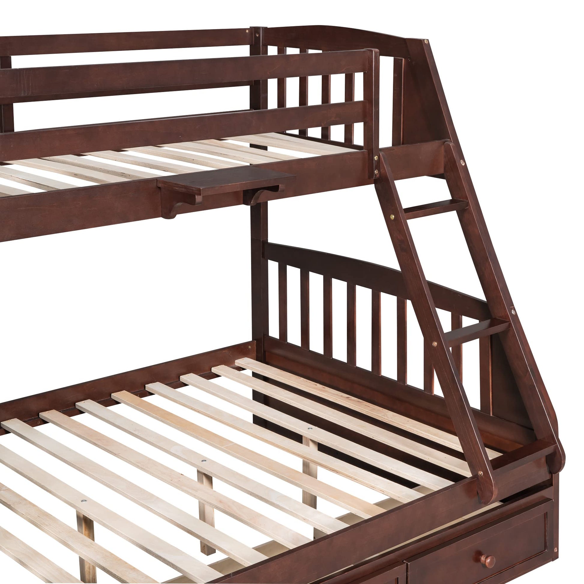 Harper & Bright Designs Espresso Twin-Over-Full Bunk Bed with Stairs, Storage Drawers, and Ladder - WoodArtSupply