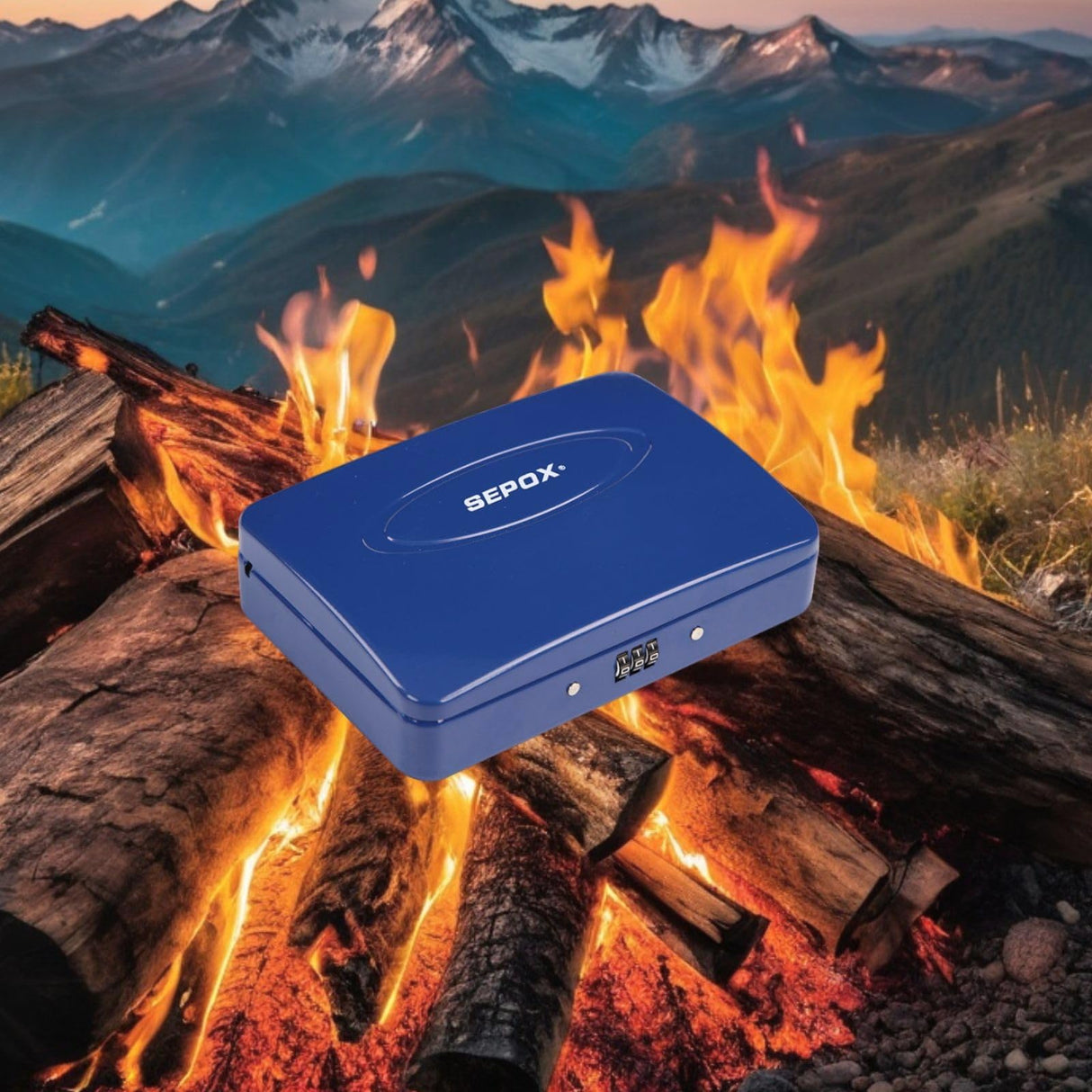 SEPOX® Water/Fire-Resistant Portable Security Case Lock Box Steel, Small Personal Travel Safe Storage Cabinet, 3-Ft Cable, Ressetable Combination Lock for Dorm, Car, Sports, Office, Blue SEPOX