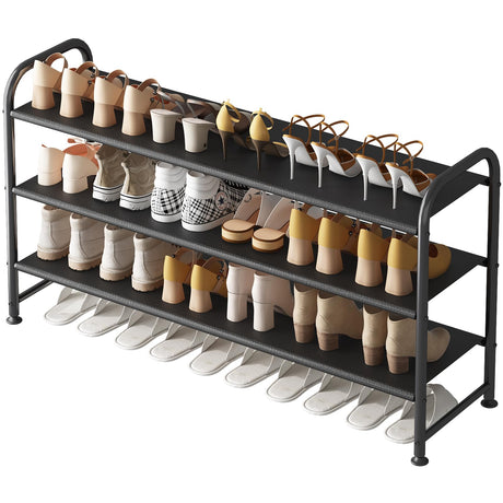 INGIORDAR Shoe Rack 3 Tier Long Storage Organizer Wide Metal Shoe Shelf for Closet Entryway Black INGIORDAR