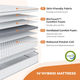 Sweetnight 14 Inch Queen Mattress in a Box for Motion Isolation & Body Support, Plush Hybrid Queen Size Mattresses with Comfort Foam & Individual Pocket Innerspring, CertiPUR-US Certified Sweetnight