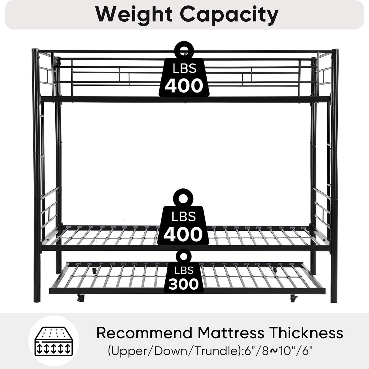 Twin-Over-Futon Convertible Couch and Bed, Metal Futon Bunk Bed with Guardrails and Ladder, Sturdy Steel Foldable Sofa-Bed for Kids Adults Teens (Bunk Bed, Twin) Anwick