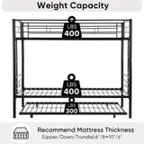 Twin-Over-Futon Convertible Couch and Bed, Metal Futon Bunk Bed with Guardrails and Ladder, Sturdy Steel Foldable Sofa-Bed for Kids Adults Teens (Bunk Bed, Twin) Anwick