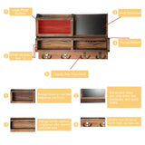 Key Holder for Wall, Mail Organizer Wall Mount with Key Hooks and Wallet Holder, Sunglasses Storage and Dog Leash Holder, Wall Decorative with 4 Double Hooks and Chalkboard WEWEOW