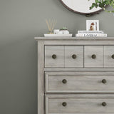 LGHM Farmhouse 6 Drawers Dresser Chest, 45" Tall Dressers for Bedroom, Dressers & Chests of Drawers - Easy Pulls Metal Handles, Thick Support Legs for Bedroom,Livingroom, Closet, Gray LGHM