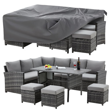U-MAX Patio Furniture Set Cover, Outdoor Patio Table and Chair Set Covers for Backyard, Waterproof & Large Rectangle Patio Table Cover 90.5"x72.5"x27.5", Grey U-MAX