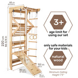 WEDANTA Wooden Swedish Ladder Wall Set – Kids Stall Bars for Exercise – Kids Gymnastic Wall Gym – Wood Gymnastics Playground – Gym for All Family Training Stretching Sport-3 WEDANTA