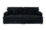 Ball & Cast 79.3" Corduroy Upholstered Comfy Sofa,3 Seater Couch with Deep Seat,Mordern Loveseat with 4 Pillows for Livingroom, Apartment, Office, Black Ball & Cast