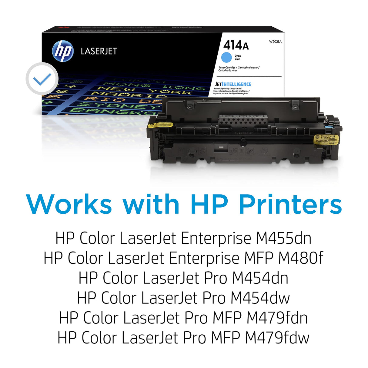 HP 414A Cyan Toner Cartridge | Works with HP Color LaserJet Enterprise M455dn, MFP M480f; HP Color LaserJet Pro M454 Series, HP Color LaserJet Pro MFP M479 Series | W2021A HP