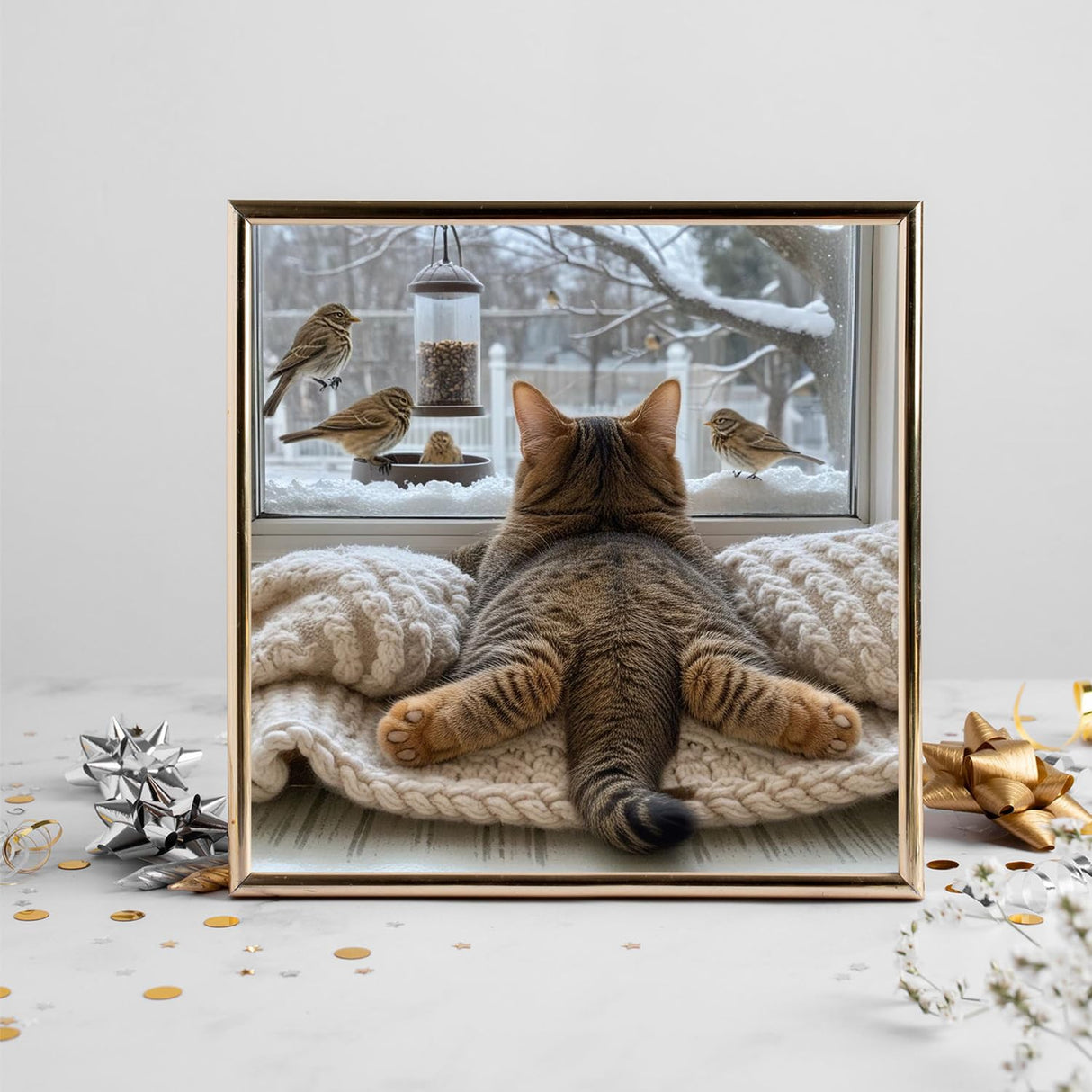 NWQZBYHT Cat Diamond Art Kits for Adults, Bird 5D Diamond Painting Kits for Beginner,DIY Round Full Drill Diamond Dots Gem Painting for Adults, Paint by Diamonds Crafts Home Decor 13.78x13.78 Inch NWQZBYHT