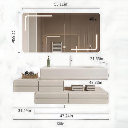 ZGNBSD Bathroom Vanity with Sink - Modern Bathroom Sink Cabinet Set, Equipped with LED Smart Defogger Mirror, Stylish Floating Vanity Bathroom, Gift for Wife and Daughter (60")