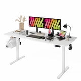 Monomi Electric Standing Desk, 63 x 28 inches Height Adjustable Desk, Ergonomic Home Office Sit Stand Up Desk with Memory Preset Controller (White Top/White Frame) Monomi