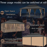 Yardsight 12' x 18' Hardtop Gazebo, Aluminum Frame Pavilion with Galvanized Steel Double Roof Heavy Duty Permanent Gazebo with Mosquito Netting and Privacy Curtain for Patio, Garden, Lawn. Yardsight