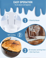 Smallbudi 4 Gallon Epoxy Resin Kit for Beginners, Resin Kit with 72 Mica Powder, Foil Flakes, Measuring Cups, Sticks - Resin Epoxy for Casting, Coating, Art Craft, River Table, DIY Resin Coasters Smallbudi