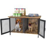 GDLF Double Dog Crate with Divider for 2 Small Dogs or 1 Dog, Furniture Style Kennel Indoor Cage with Removable Panel (Int.dims:36.2”Wx24.5”Dx21”H) GDLF