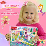 Wooden Puzzles for Kids Ages 4-6, 4 Packs 24 PCs Unicorn Mermaid Princess Fairy Jigsaw Puzzles, Preschool Educational Brain Teaser Toys for Girls 3 4 5 6 Years Old. VOMYOZB