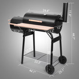Outvita Charcoal Grill and Offset Smoker, Outdoor Patio Barbecue Cooker with Wheels, Portable Backyard BBQ Oven with Side Fire Box for Camping, Picnic, Party Outvita