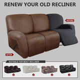 molasofa Recliner Sofa Covers - Leather Like Recliner Sofa 3 Seater Recliner Couch Covers for 3 Cushion Couch 8 Pieces Washable Stretch Reclining Sofa Slipcovers (Brown) molasofa