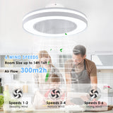HUMHOLD Smart Low Profle Ceiling Fans with 3-Dimmable Light Remote/APP Control, 20" Bladeless Ceiling Fans with 6 Speeds, Timer, Quiet DC Motor, Ceiling Fan with Light for Kids Bedroom/Living Room HUMHOLD