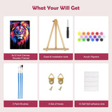 MOGTAA Tiger Paint by Numbers Kit for Adults Beginners with Frame, Tiger Adult Paint by Number Kits on Canvas with Easel, Easy DIY Animal Oil Painting Kits for Home Decor, 8x12in MOGTAA