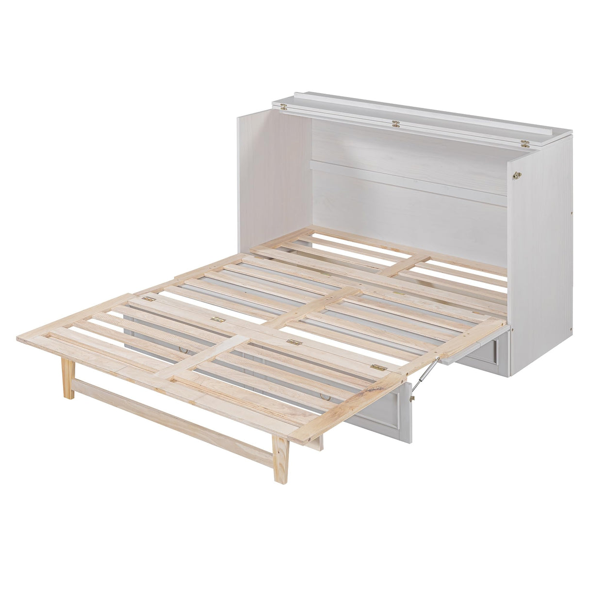 Harper & Bright Designs Queen Size Murphy Bed Cabinet with Large Drawer and USB Ports, Wooden Platform Bedframe, Can Be Convert into Storage Wall Chest, for Bedroom Small Space Office, White Harper & Bright Designs