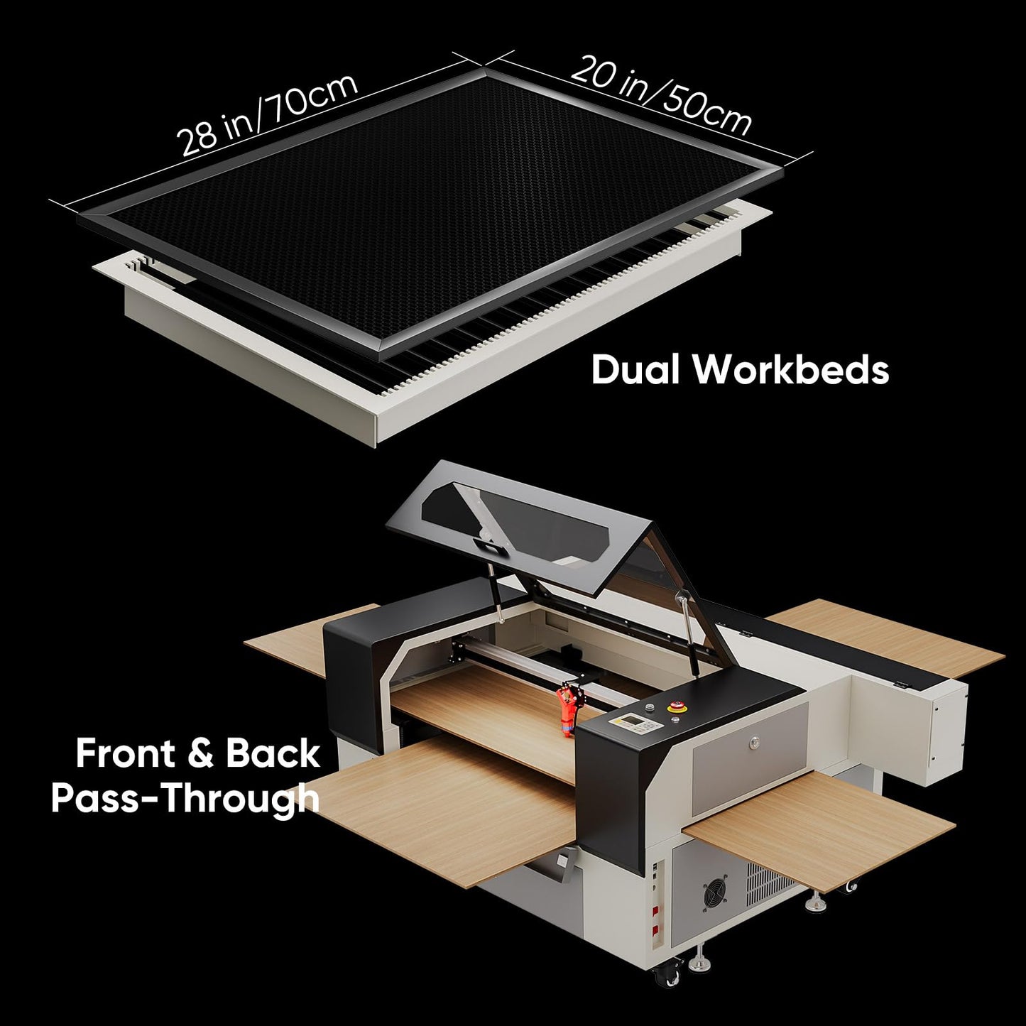 Monport 80W CO2 Laser Engraver with Lightburn,20"x28" Laser Engraving Cutting Machine with Autofocus 4 Way Pass Air Assist Water Pump Commercial Laser Cutter for Wood Acrylic Glass More... - WoodArtSupply