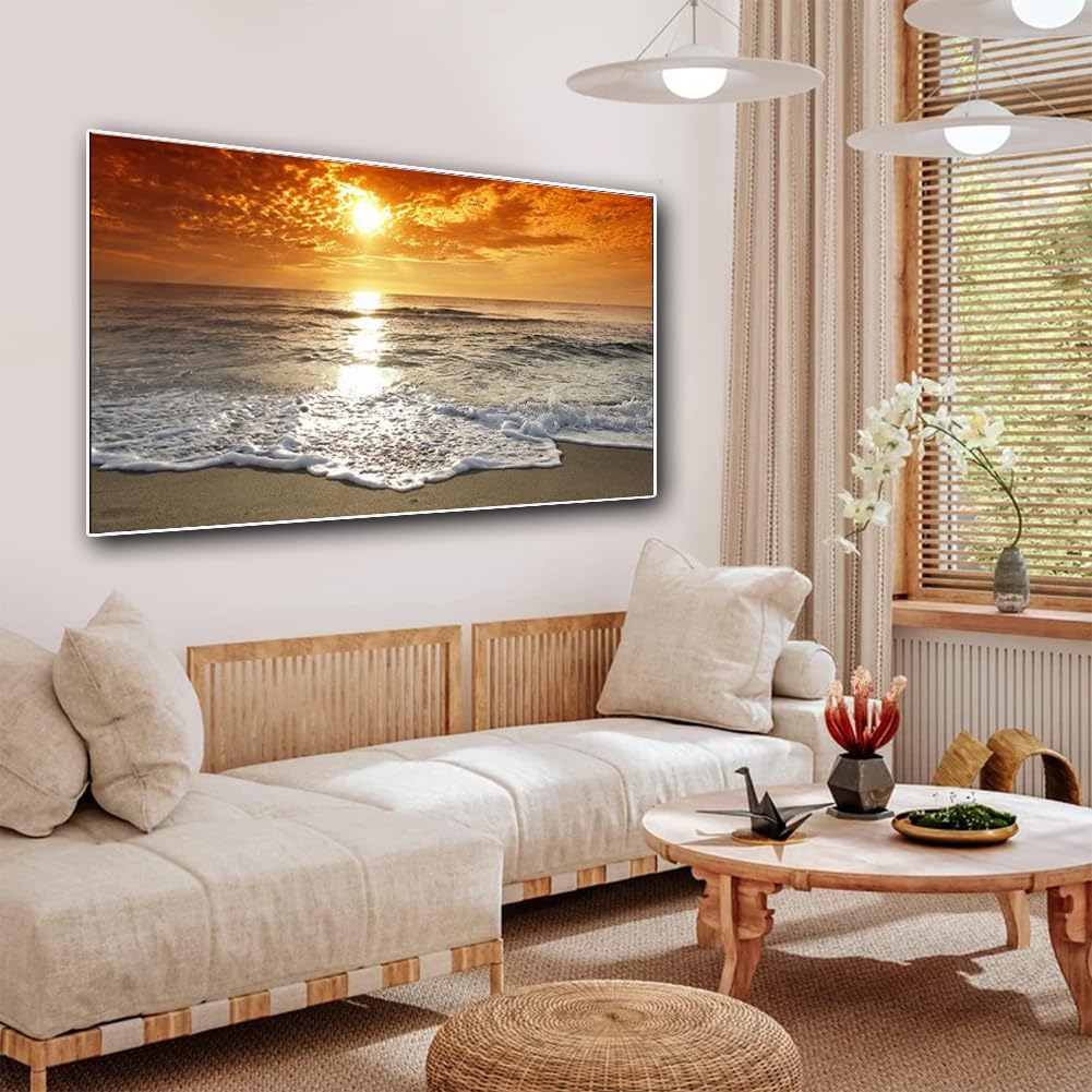 2 Pack Diamond Painting Kits，Large 5D DIY Sunset Diamond Painting Kits for Adults，DIY Full Drill Crystal Rhinestone Arts and Crafts，Beach Gem Art Painting with Diamond for Home Wall Decor (28X16inch) OFRKE