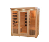 Heat Wave 4 Person Sauna Hemlock Wood Sonoma 9 Carbon Infrared Heaters MP3 Player Chromo Therapy Lighting 120V 2100W Heat Wave