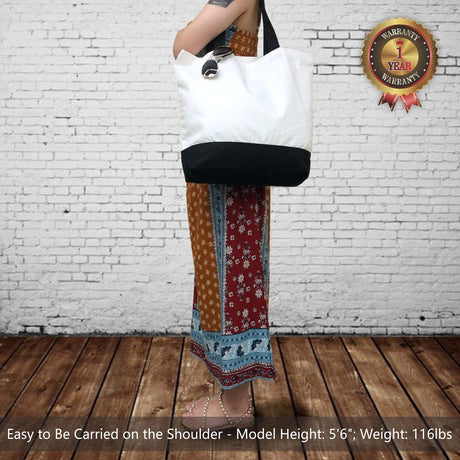 TOPDesign 1 | 3 | 6 | 12 | 24 Pack Super Strong Large 12oz Cotton Canvas Tote Bag, Reusable Grocery Shopping Fashionable Two-Tone Cloth Bags for Crafts, DIY Your Creative Designs (Pack of 1) TOPDesign