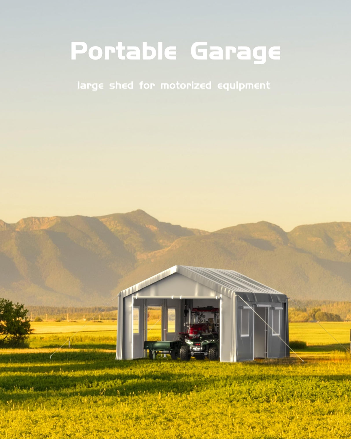 Hipicute 10' x 20'x 10' Portable Garage, Heavy Duty Carport with 180G Side Walls, Front and Rear Doors, Car Shelter for Trucks, Boats, and SUVs - Grey Hipicute