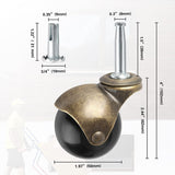 2" Ball Caster Wheels, casters Set of 4 Brass Vintage Antique casters 5/16" x 1 1/2" (8 x 38mm) Wheels Pole with Sleeve for Furniture, Chairs, Cabinets, （casters Set of 4 Heavy Duty） Apllamo