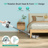 Cordless Vacuum Cleaner, 80,000 RPM Motor and Power Filtration, Stick Vacuum with 2200 mAh Battery, 35 Mins Worktime, 2 Modes, Rotated Multi-Heads, Height-Adjustable Vacuum for Home (Gray Paloma) Comvtu