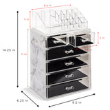 Sorbus Clear Cosmetic Makeup Organizer - Make Up & Jewelry Storage, Case & Display - Spacious Design - Great Holder for Dresser, Bathroom, Vanity & Countertop (4 Large, 2 Small Drawers - Marble Print) Sorbus