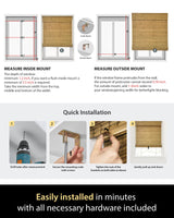 UNISHADES Cordless Bamboo Roman Shades for Windows, Size (36" W × 64" H) Colour (Eastfield Teak) UNISHADES