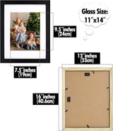 Golden State Art 11x14 Photo Wood Frame with Mat for 8x10 Picture BLACK Golden State Art