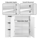 Topeakmart Bathroom Free-Standing Floor Cabinet, Practical Storage Cabinet with 4 Drawers and 2 Doors for Kitchen, Entrance Area, Living Room, Adjustable Shelves, Ample Space White Topeakmart