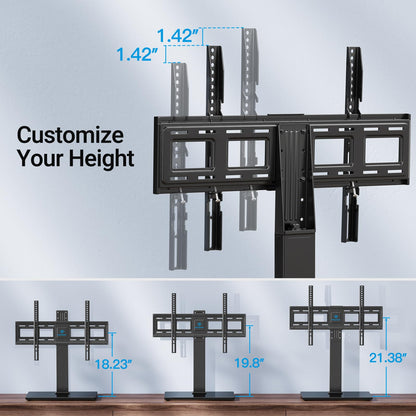 PERLESMITH Universal Swivel TV Stand Base, Table Top TV Stand for 37 to 65,70,75 inch LCD LED TVs, Height Adjustable TV Mount Stand with Tempered Glass Base, VESA 600x400mm, Holds up to 99lbs, PSTVS13