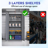 KAER Metal Garage Storage Locker 72" H Garage Cabinets with 2 Doors 4 Adjustable Shelves and Tool Board Tool Cabinets for Warehouse Basement Home Office - Assembly Required KAER