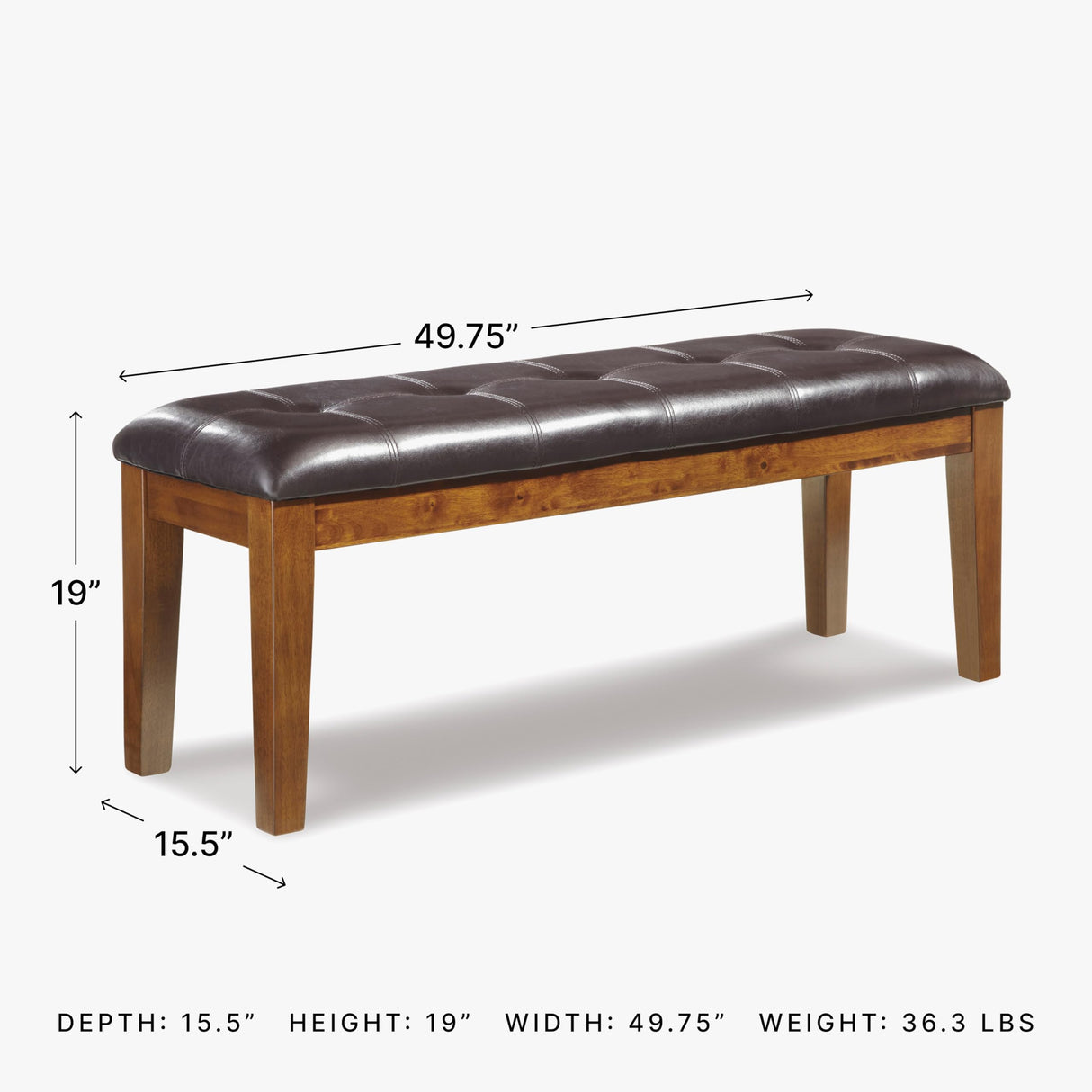 Signature Design by Ashley Ralene Tufted Upholstered Dining Room Bench, Medium Brown Signature Design by Ashley