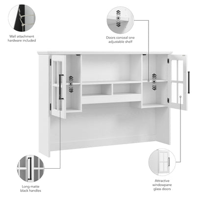 Bush Furniture Westbrook 60W Computer Desk Hutch in White Ash | Dining Room, Living Room, Home Office Storage - WoodArtSupply