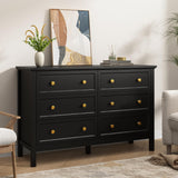 CARPETNAL Black Dresser for Bedroom, 6 Drawer Dresser with Wide Drawer and Metal Handles, Wood Dressers & Chests of Drawers for Hallway, Entryway. CARPETNAL