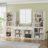 VOWNER 95" TV Stand for TVs up to 75", 4-Piece TV Hutch with Cabinets, Entertainment Center with Bookshelves, Modular TV Console for Living Room, 2D+2F (White) VOWNER