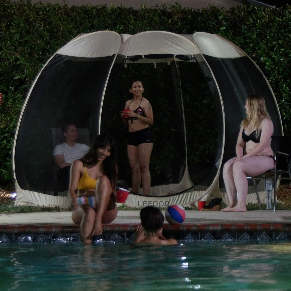 LEEDOR Pop Up Screen House, 12-15 Person Outdoor Screen Tent，Camping Screen Room with Carry Bag, Screen Gazebo with Mosquito Netting, Instant UV Resistant Sun Shelter for Garden Patio Backyard 15'x15' LEEDOR